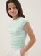 Girls' green slim fit stretch cotton T-shirt_0