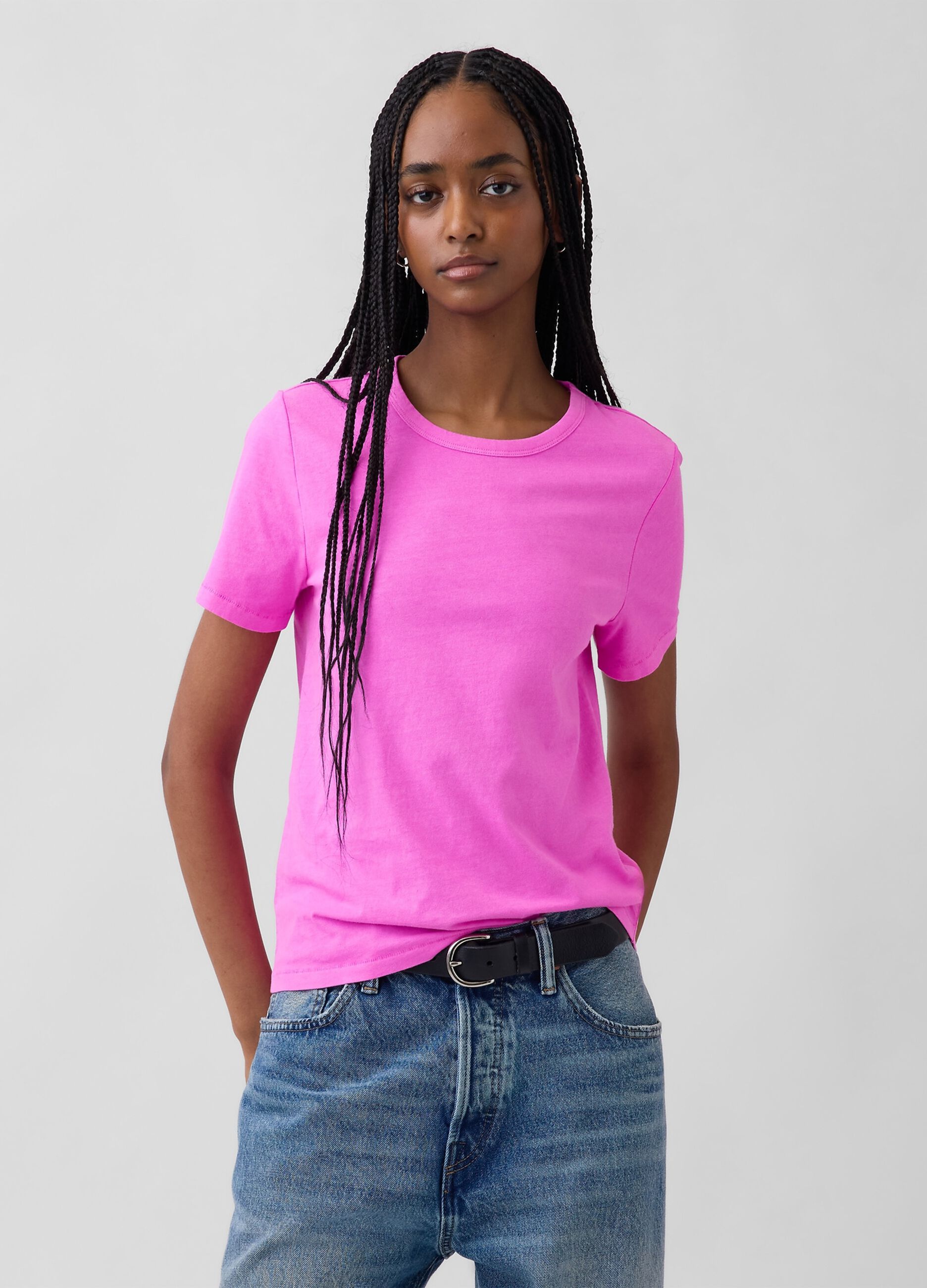 Pink pure cotton regular fit T-shirt
