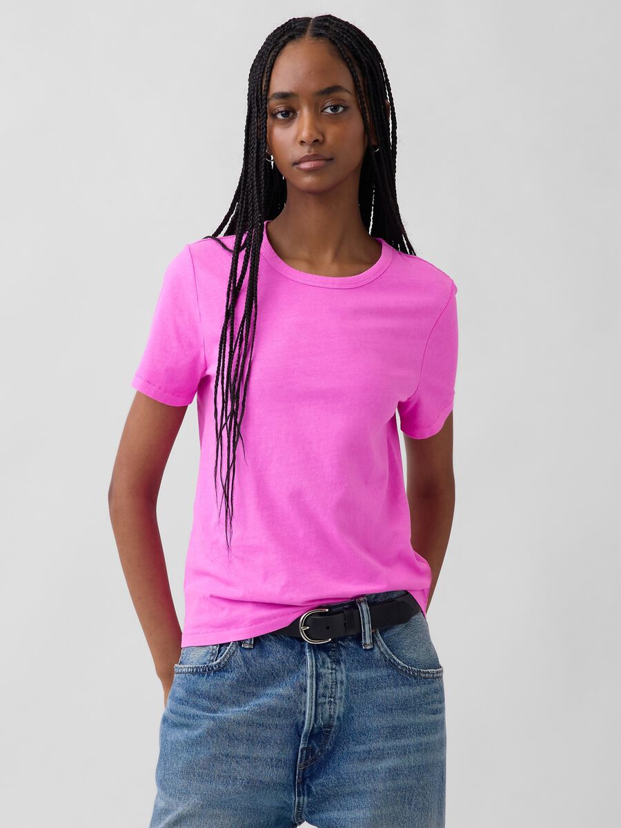 Pink pure cotton regular fit T-shirt_0