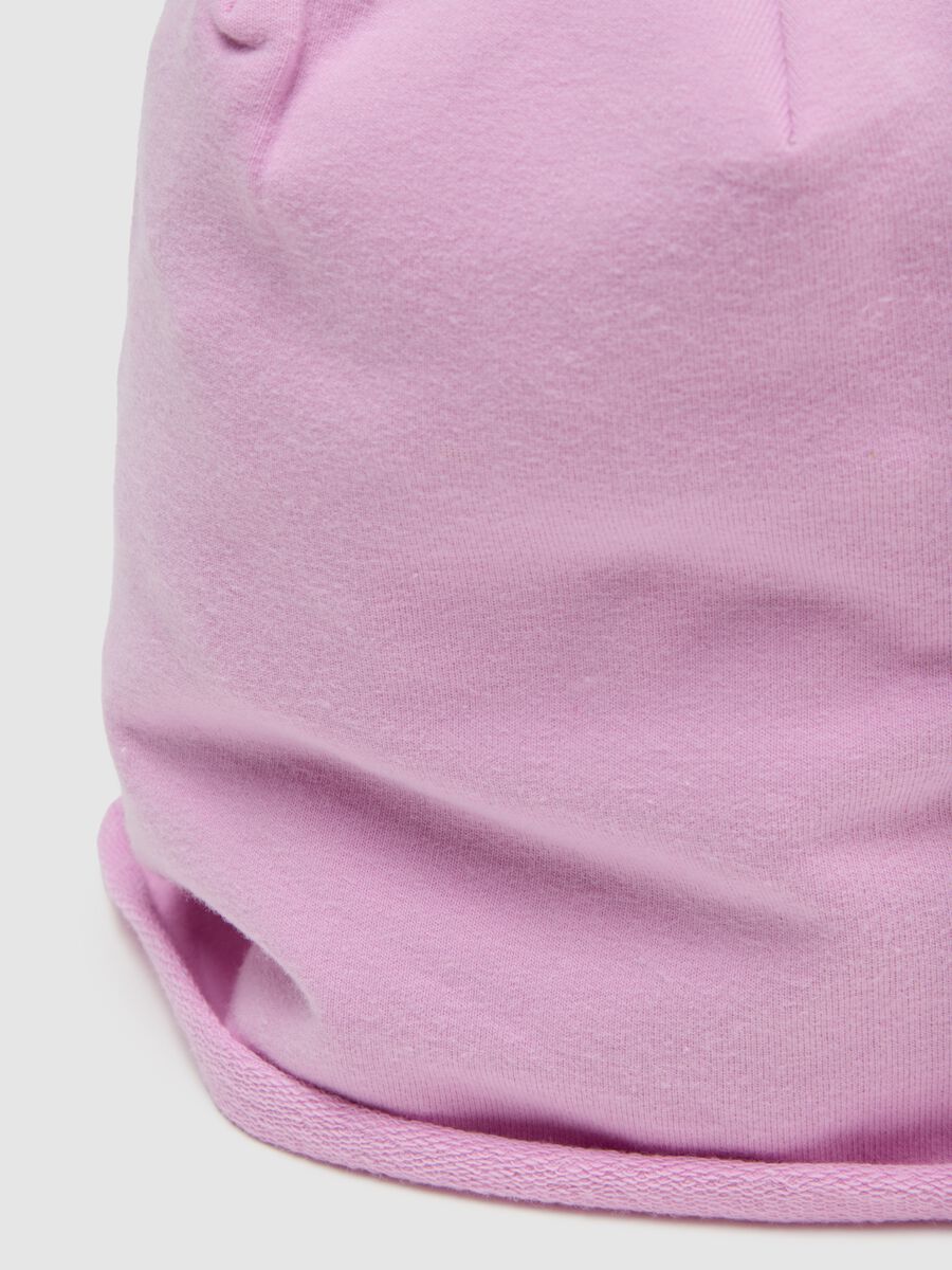 Pink cotton girl's hat with bow_2