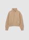 Girls' beige half-zip sweatshirt in a relaxed cotton blend fit_0