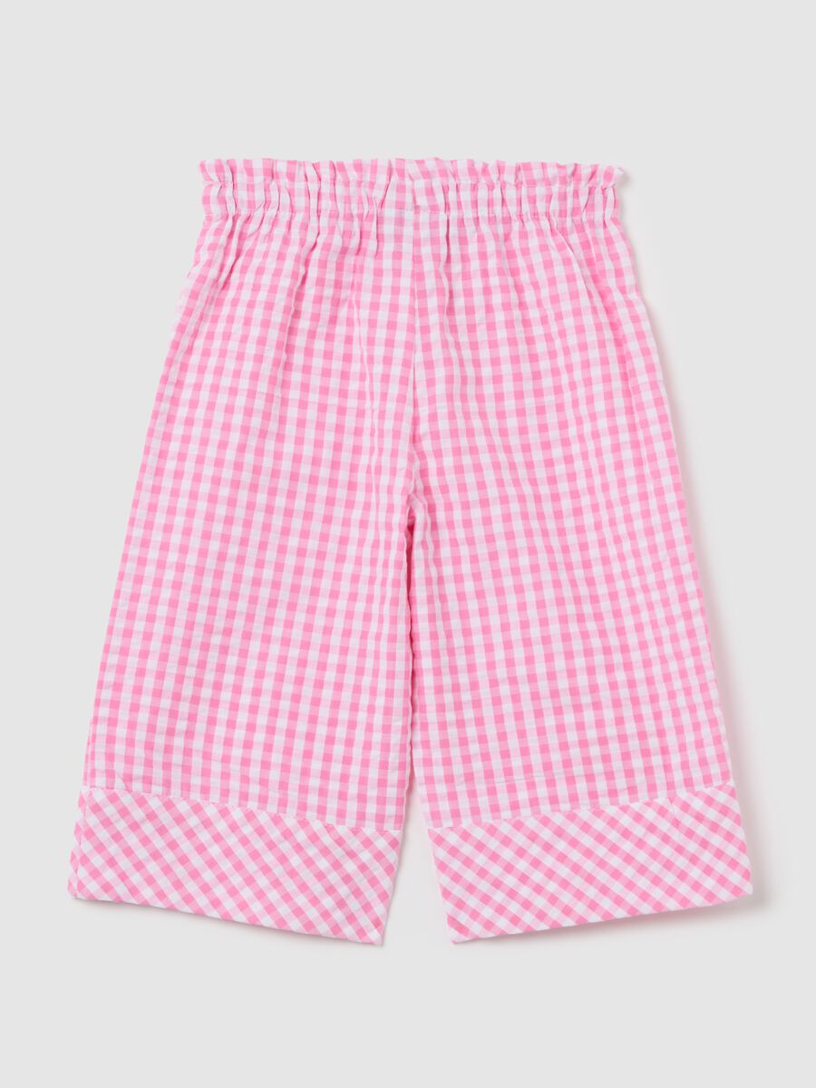 Pink Checkered Cotton Palazzo Trousers_1