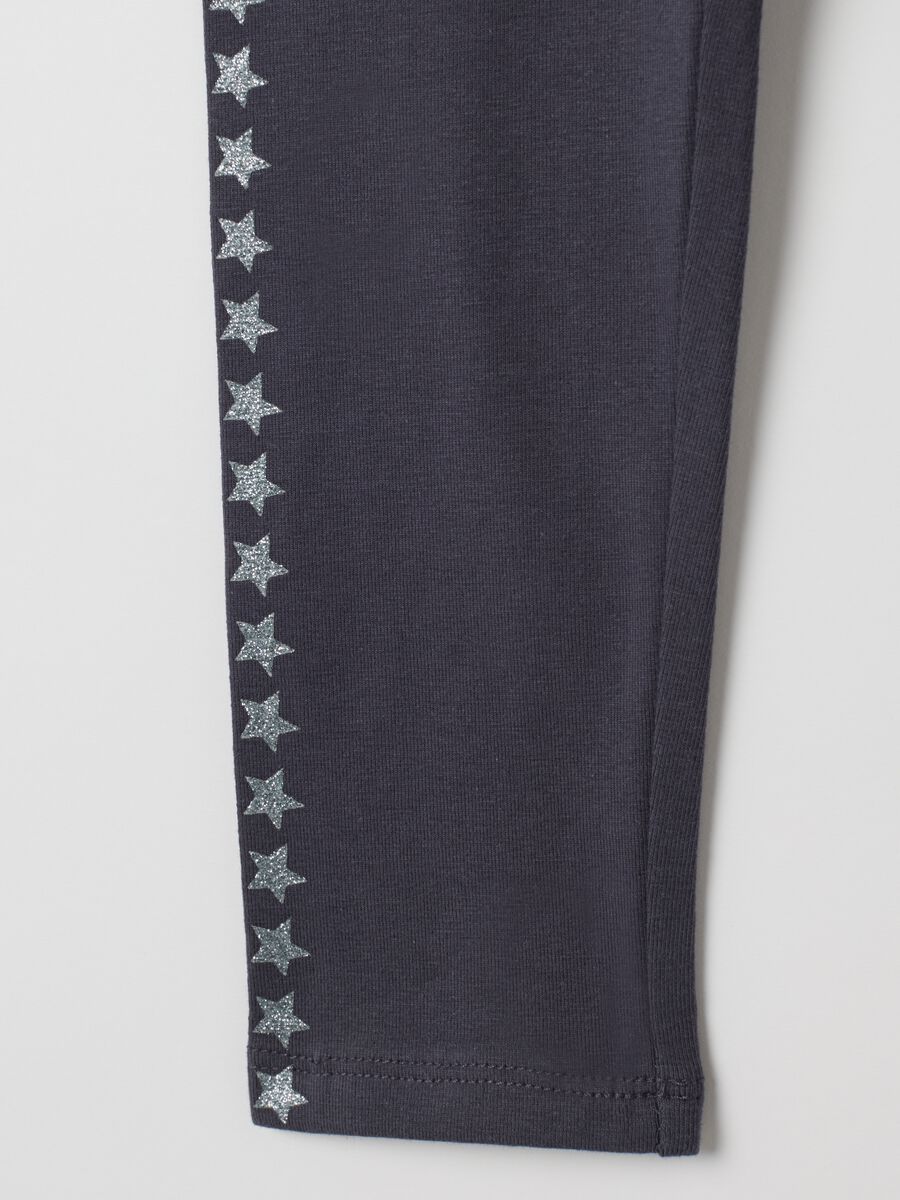 Leggings da bambina in cotone elasticizzato blu_3
