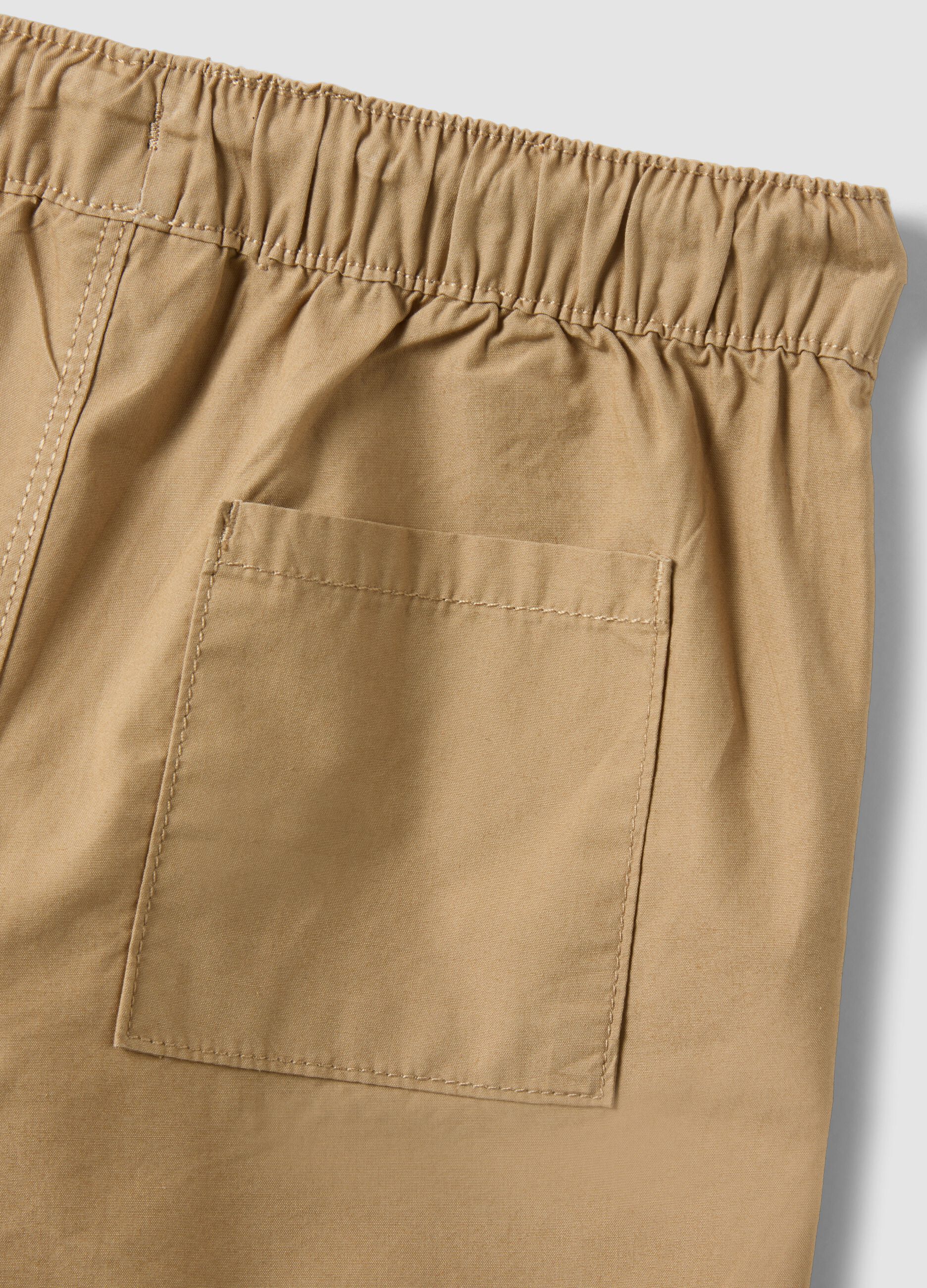 Beige pure cotton boys&rsquo; shorts, regular fit, with drawstring