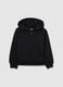 Girl's black pure cotton regular fit hoodie with zip_0