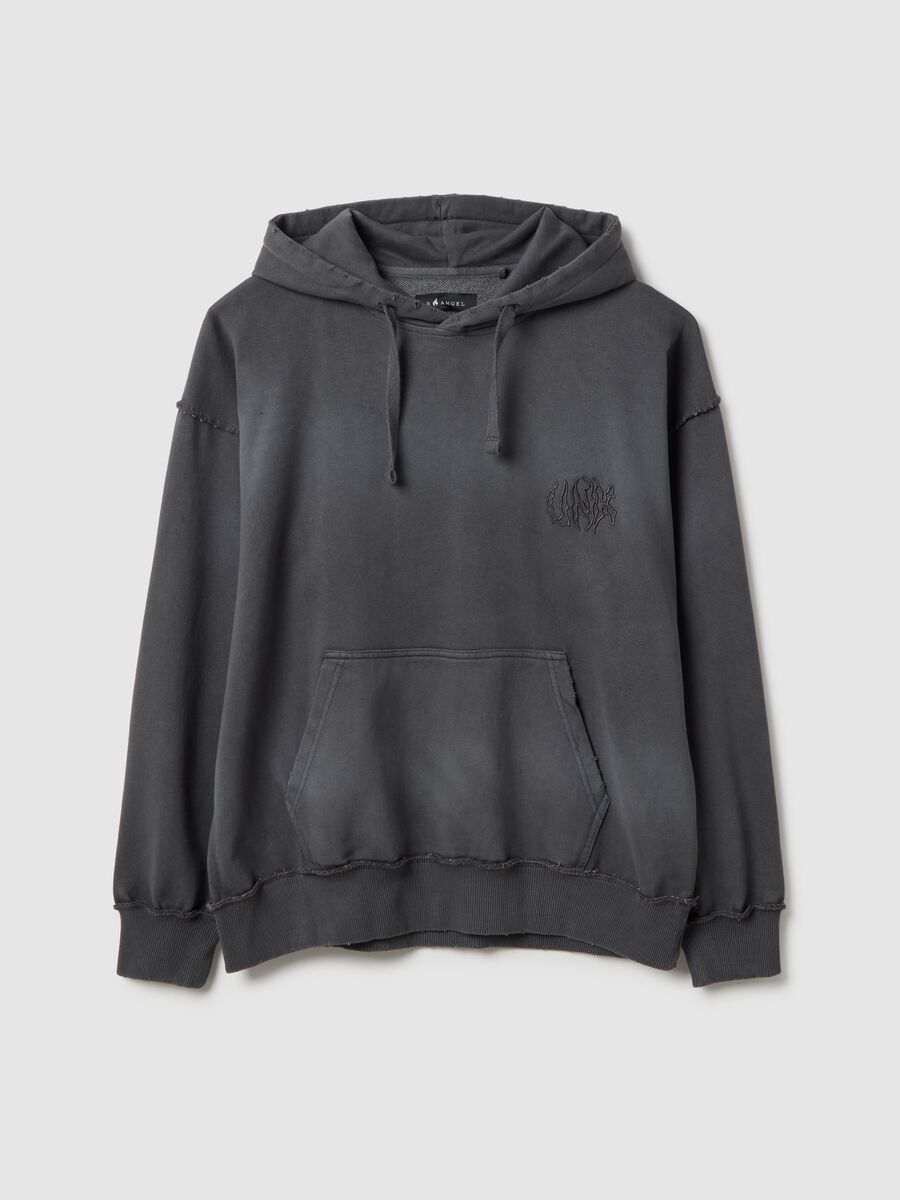 Grey oversized fit cotton blend hoodie_0