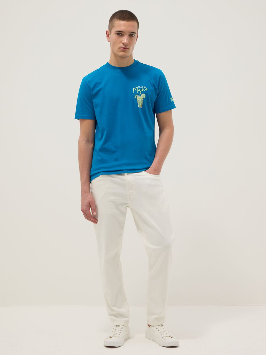 T-shirt in puro cotone blu regular fit con stampa mojito_1