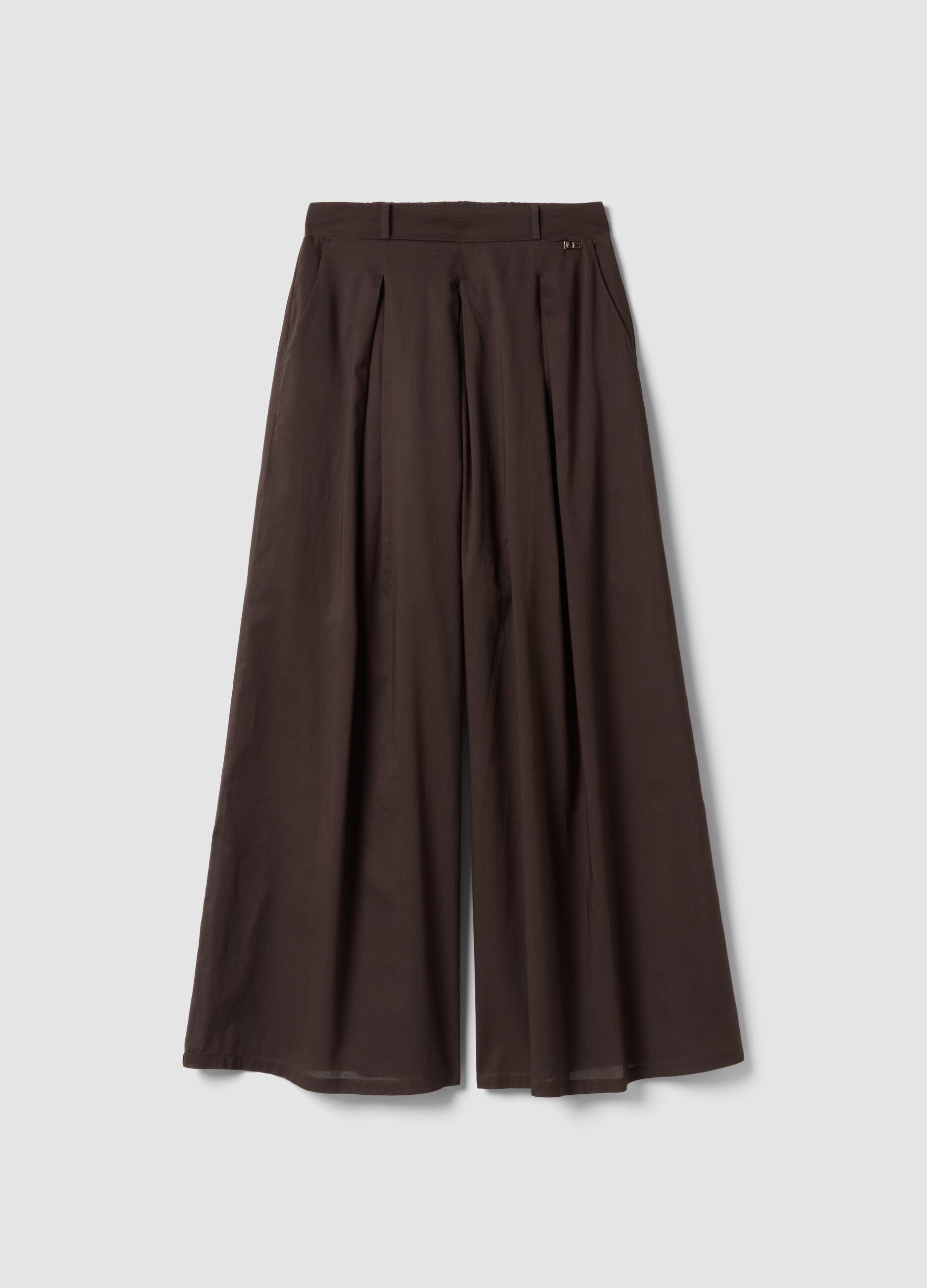Brown pure cotton palazzo trousers