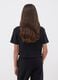 T-shirt nera cropped in puro cotone con stelle applicate per ragazza_2