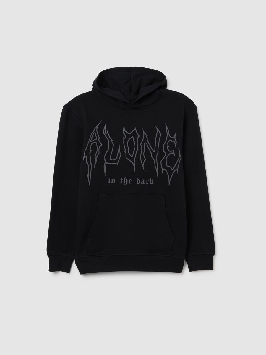 Felpa nera da ragazzo in puro cotone regular fit con scritta_3