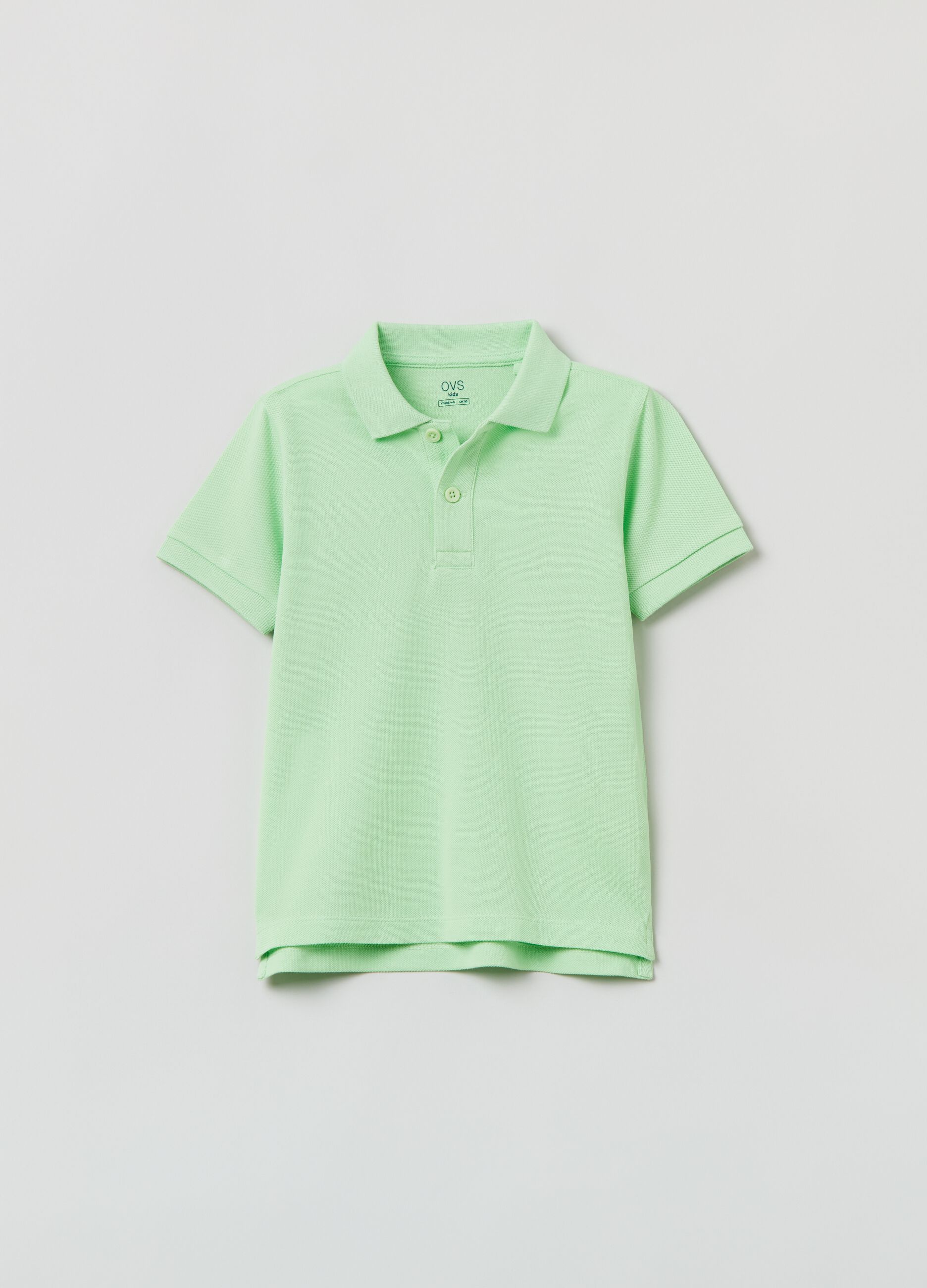 Solid colour cotton piquet polo shirt