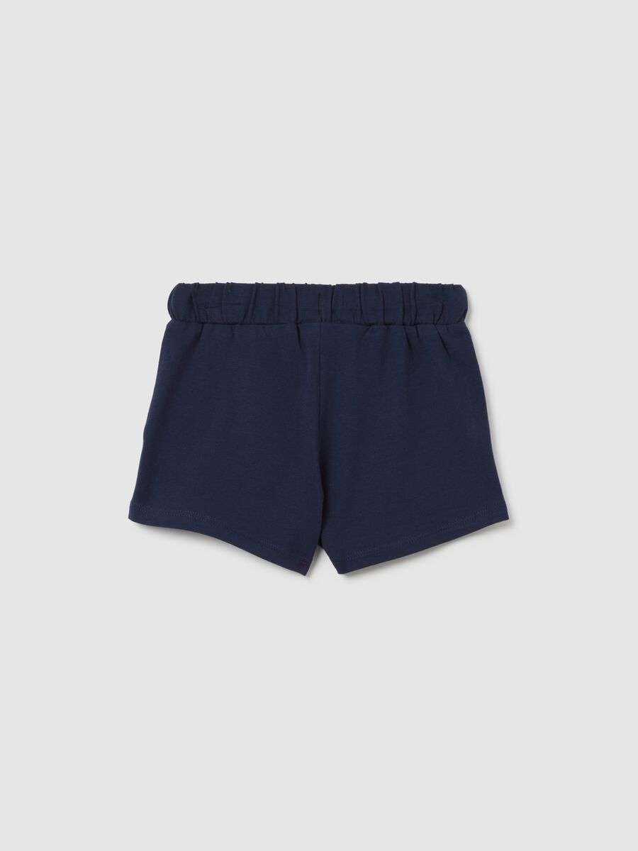 Girls' blue regular fit pure cotton shorts_1
