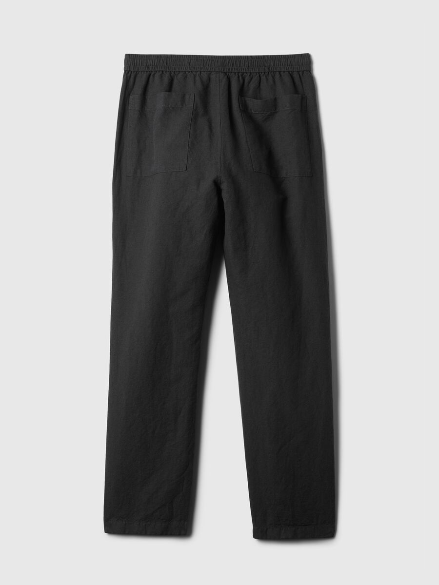 Pull-on trousers in linen and cotton_4