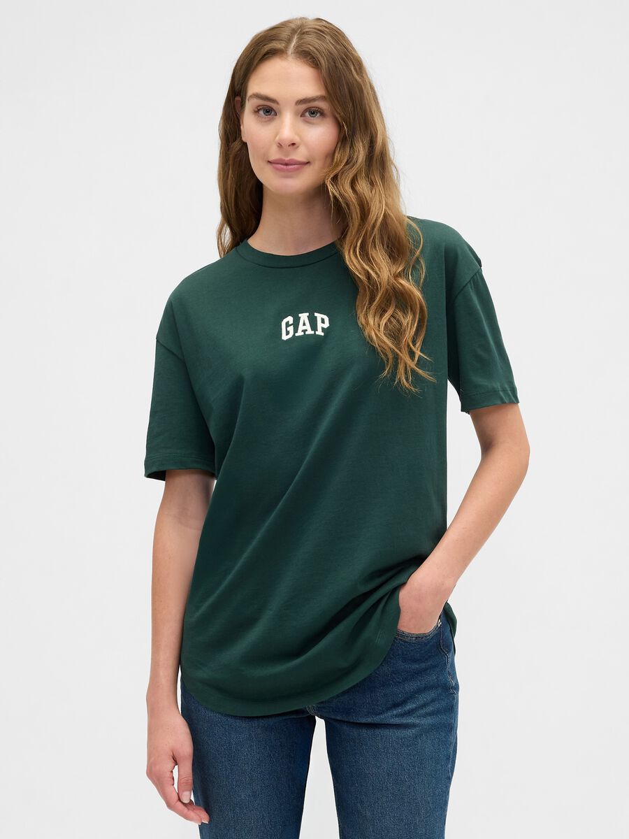 T-shirt verde a maniche corte in cotone_0