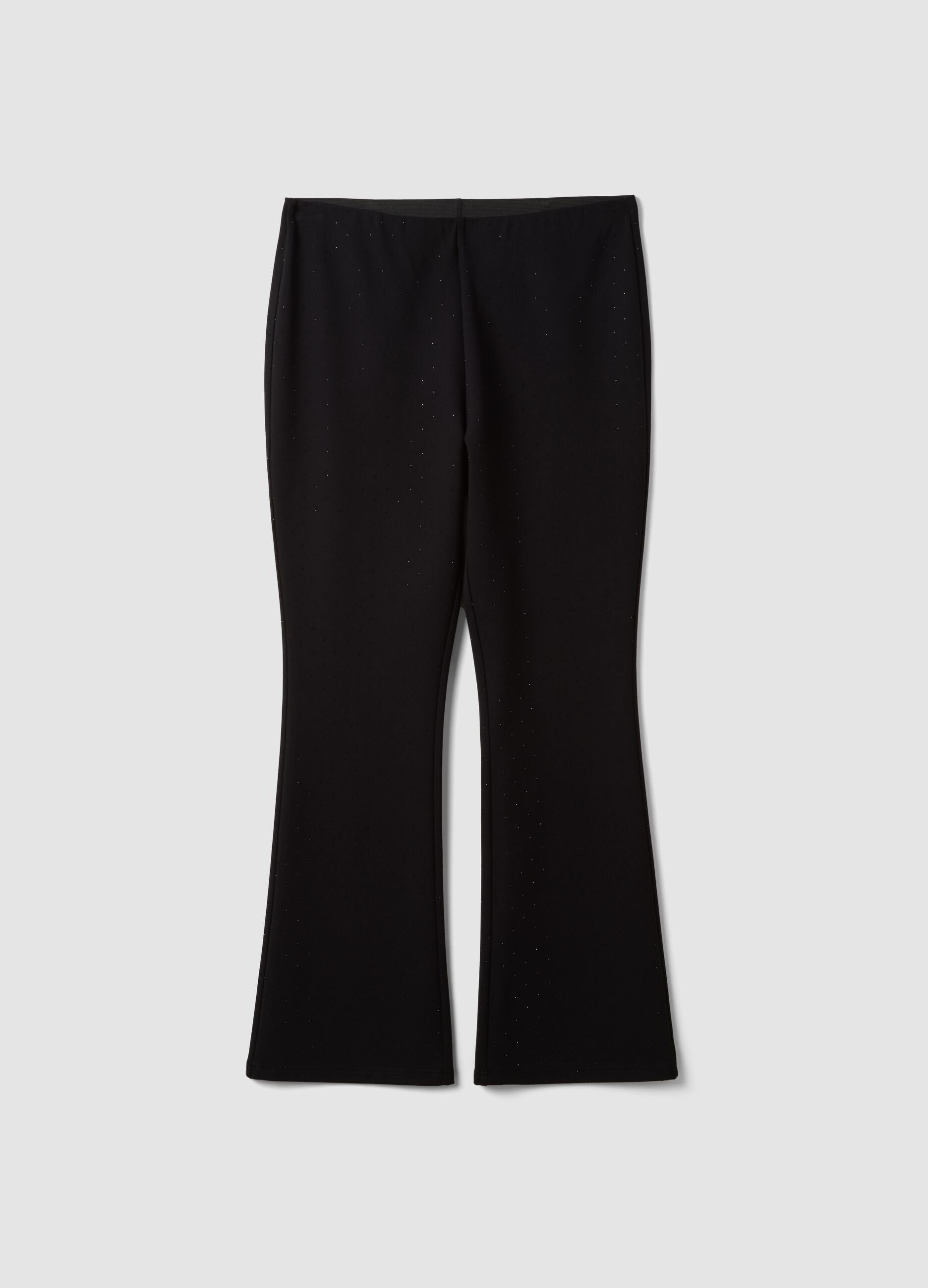 Black Milano-stitch flared leggings in stretch viscose