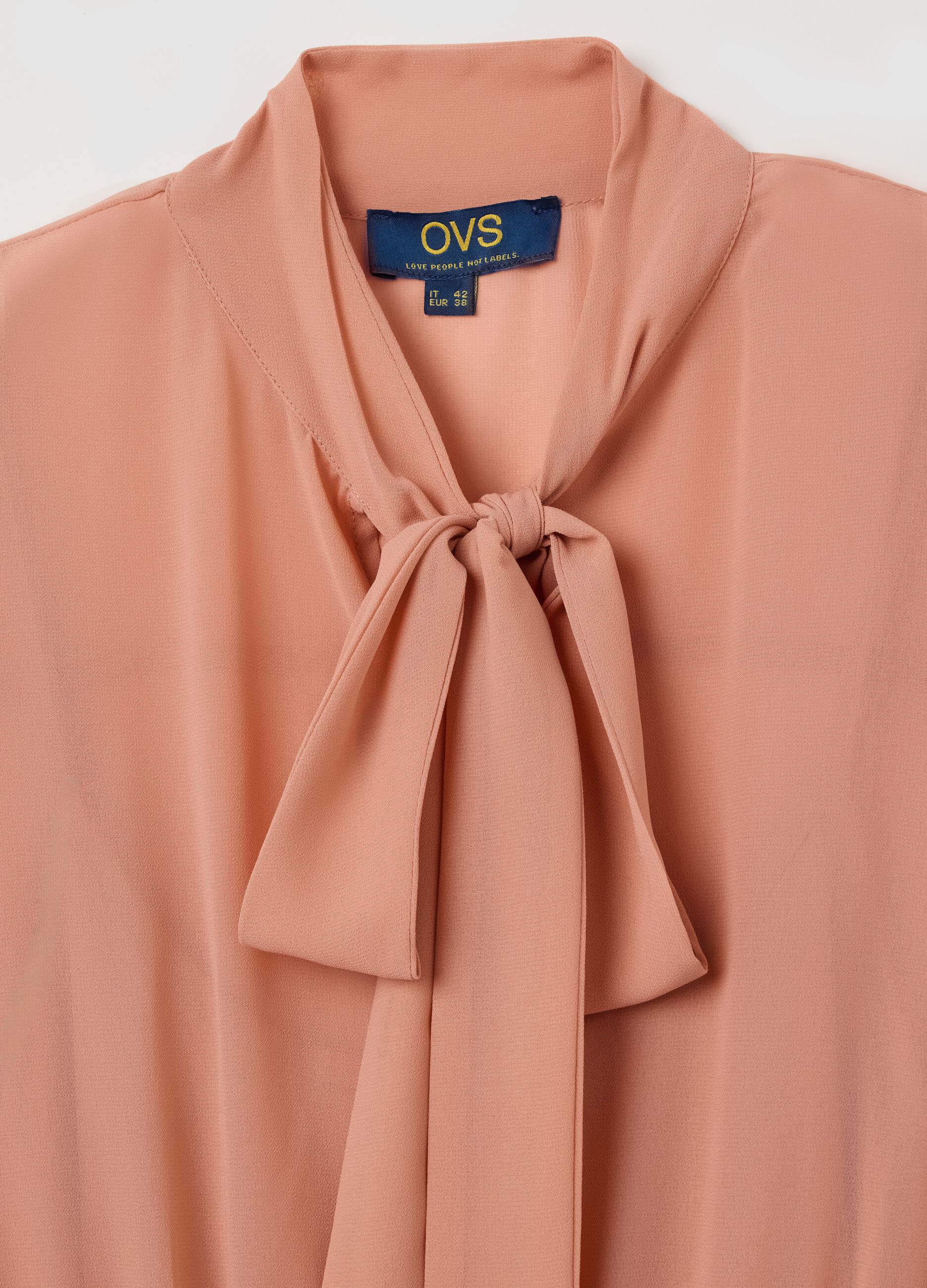 Abito da donna in misto georgette rosa regular fit con fiocco