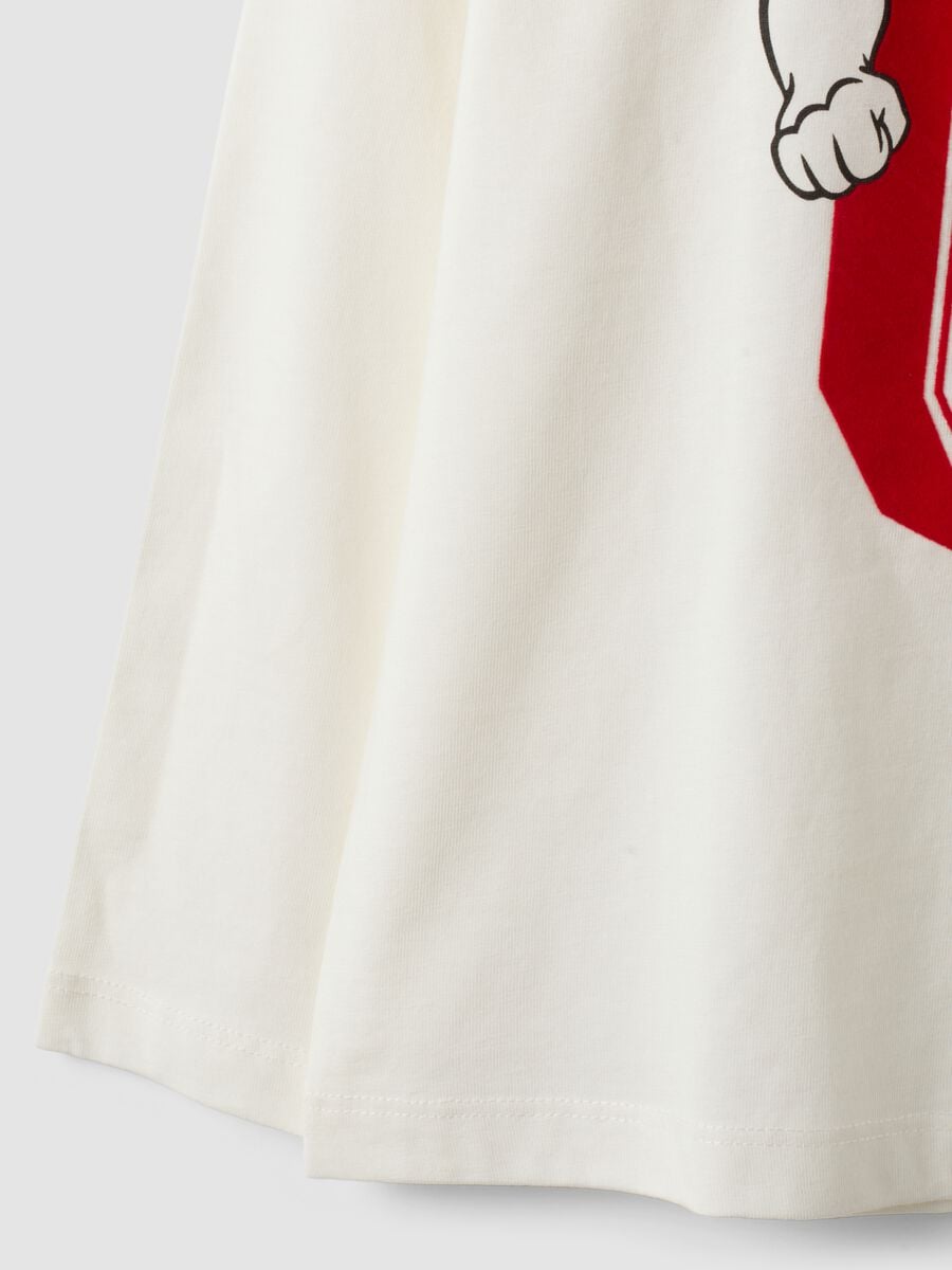 White pure cotton crew-neck T-shirt with bear print for boys_3
