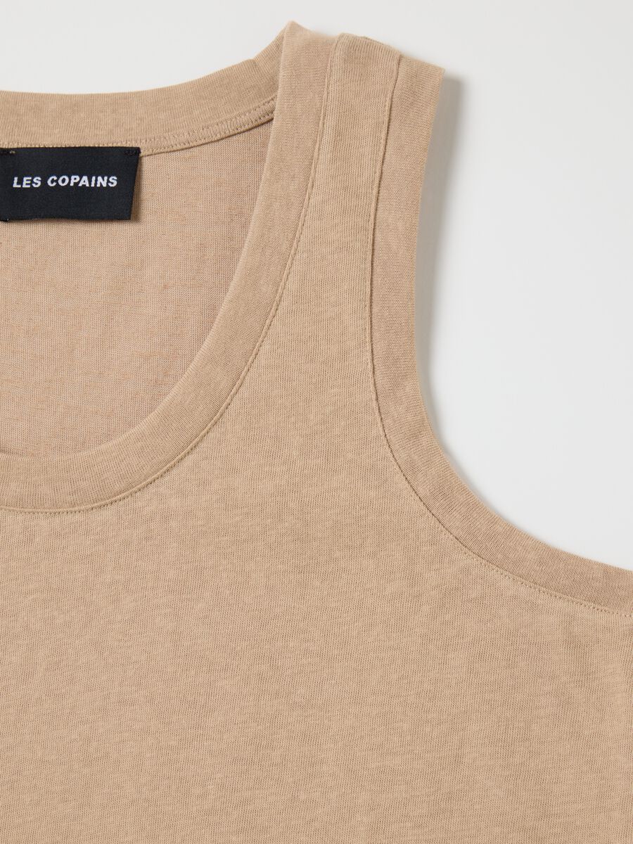 Beige tank top in cotton and polyester blend LES COPAINS HOUSEBRAND_5