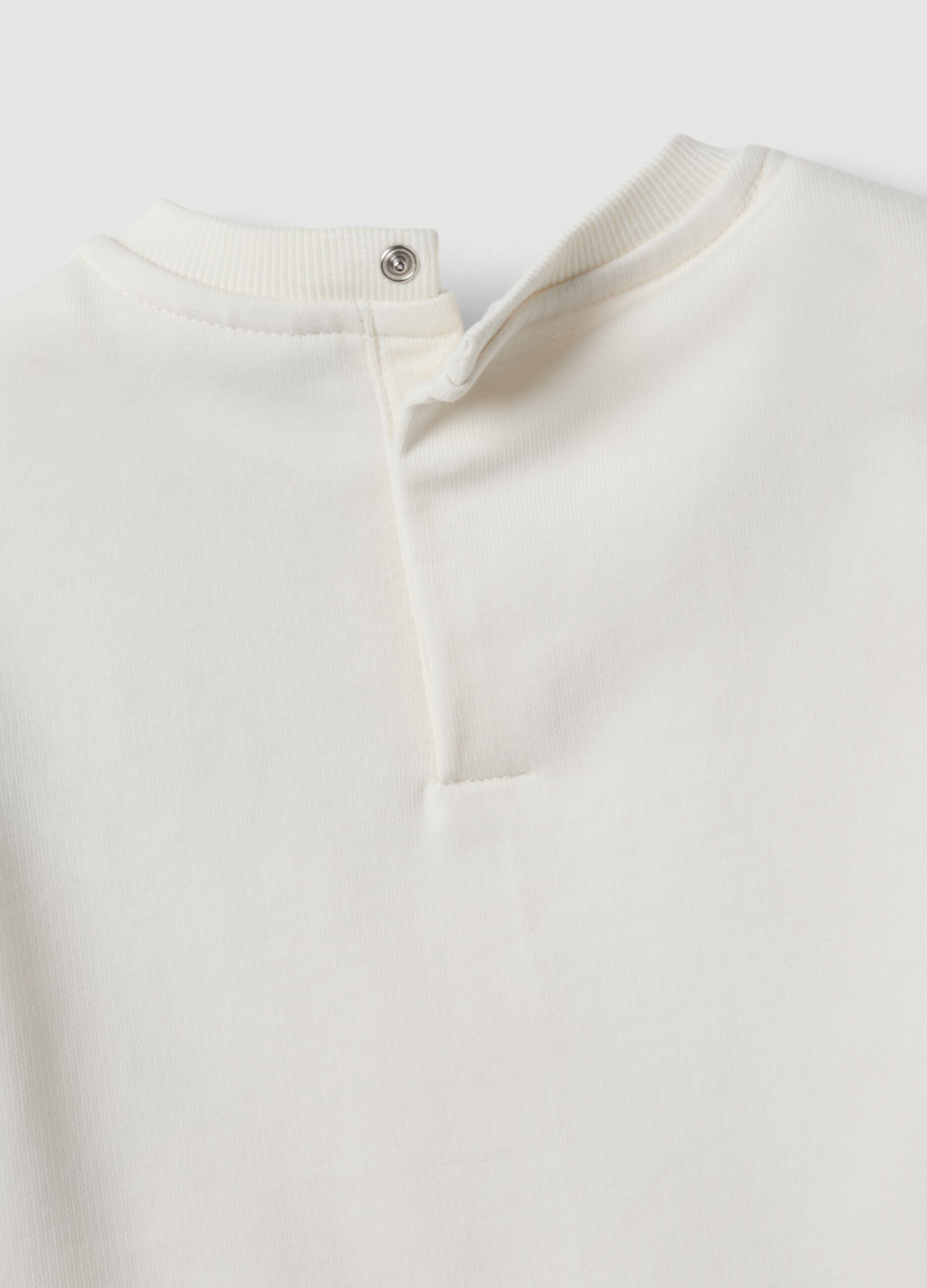 White sweatshirt in pure organic cotton with Looney Tunes print for baby boy