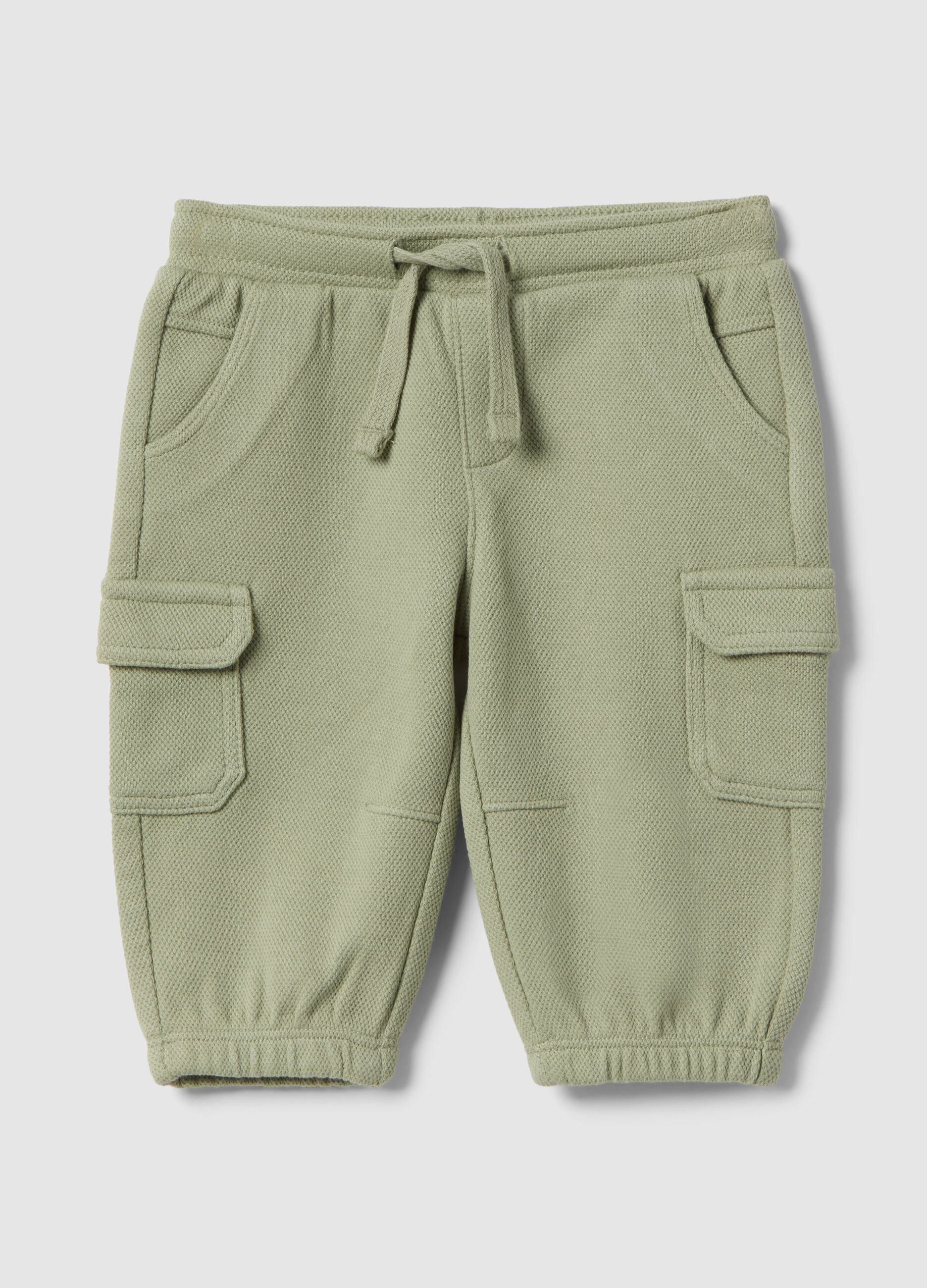 Baby green cotton-blend cargo shorts, regular fit