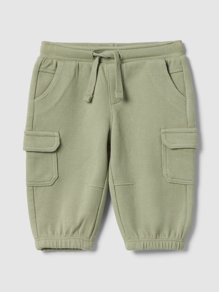 Shorts cargo verde in misto cotone da neonato regular fit_0