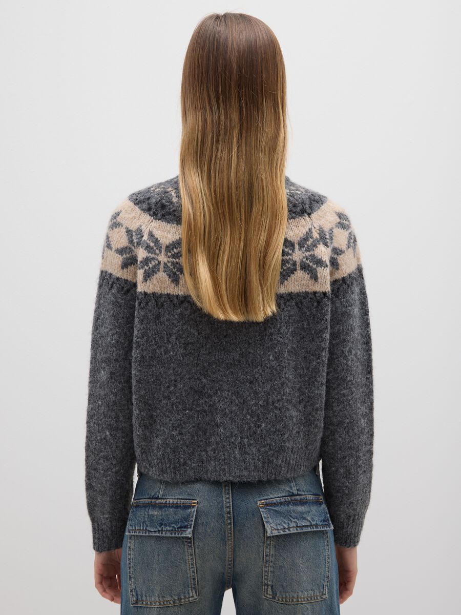 Grey Jacquard Pattern Cardigan_3