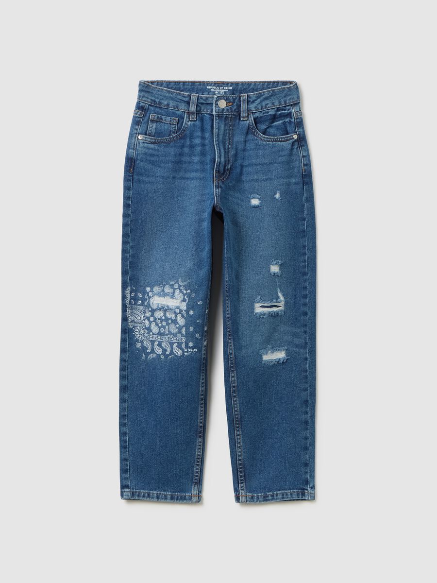 Relaxed-fit jeans with abrasions_0