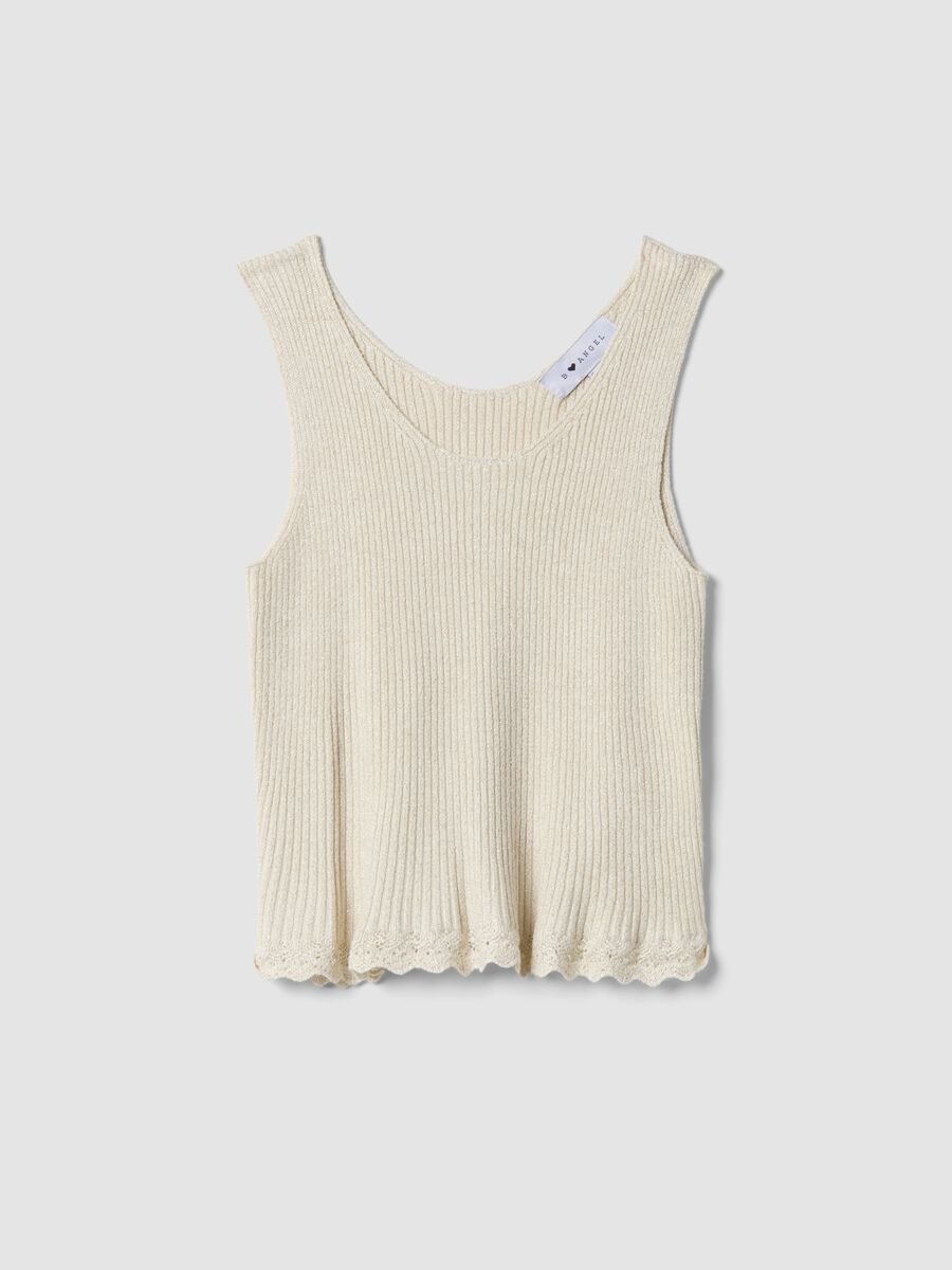 Beige viscose-blend fitted top_4