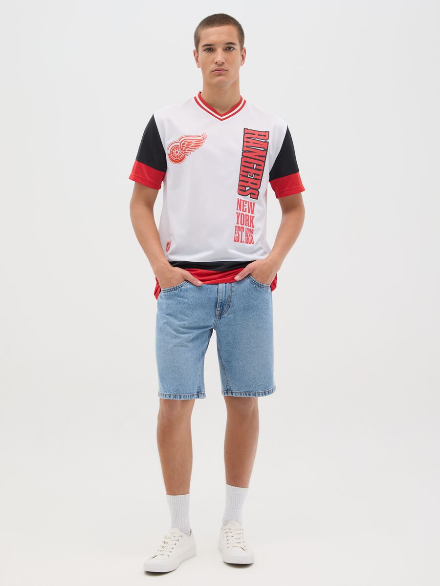 White and Red Short Sleeve T-shirt, Rangers Style_1