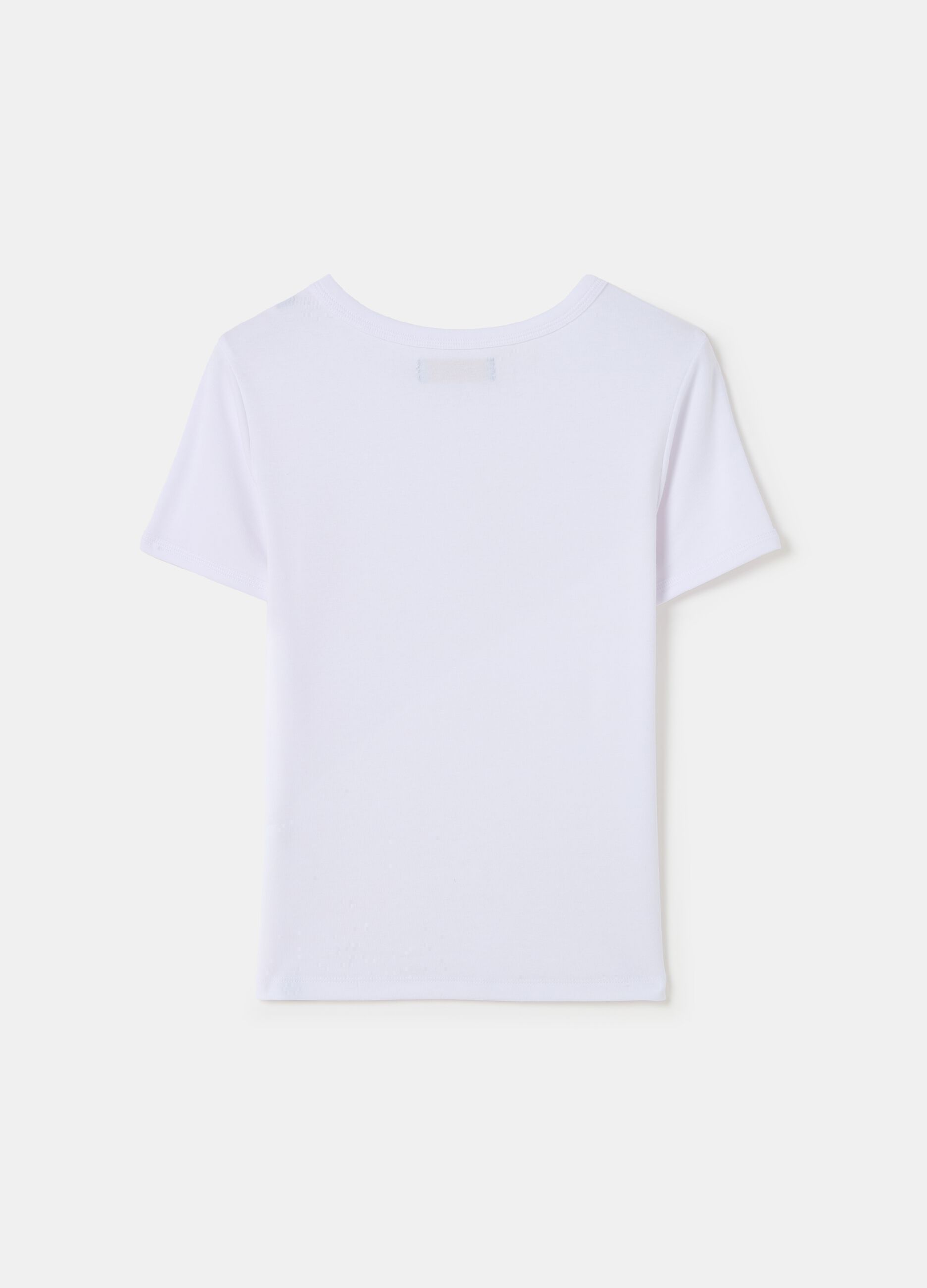 Stretch cotton T-shirt with crew-neck