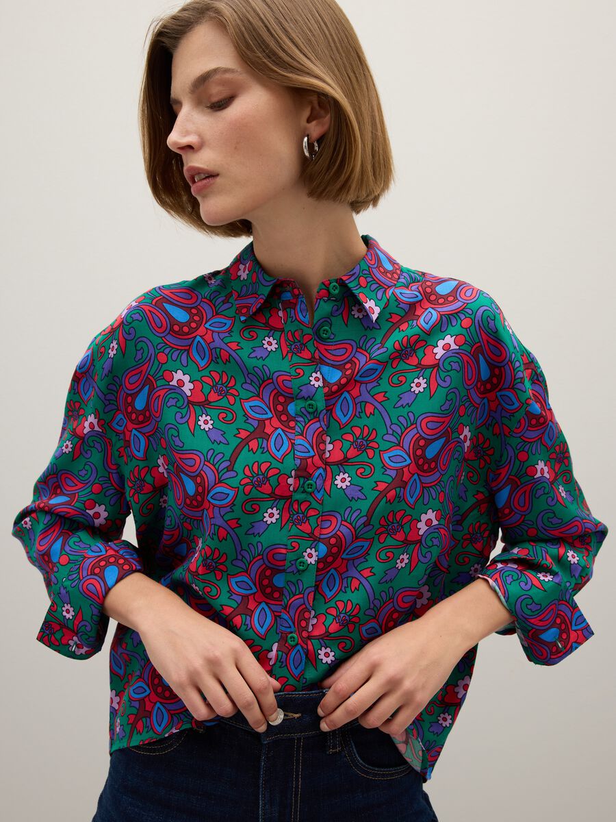 Multicolour pure viscose shirt regular fit_0