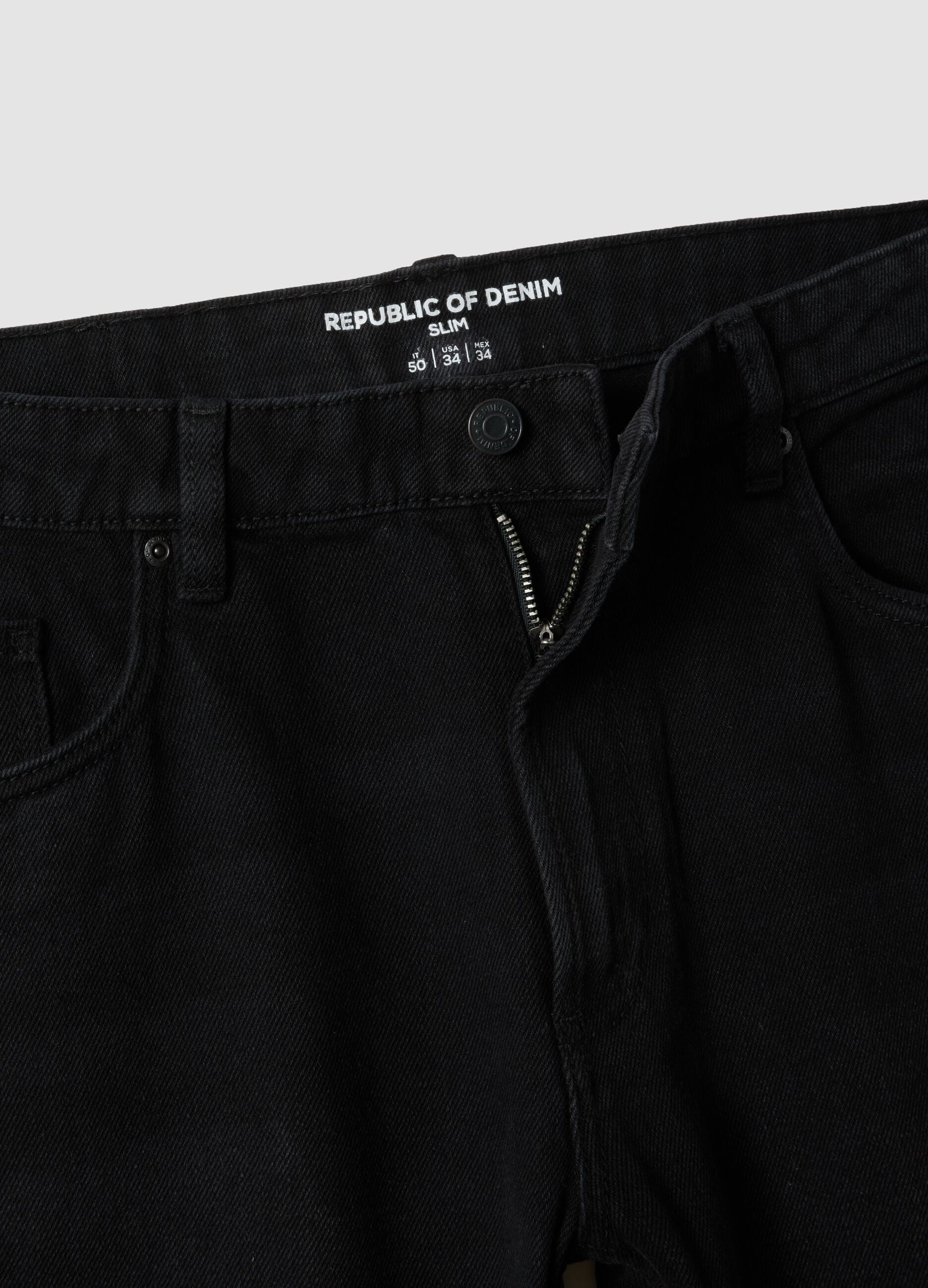 Jeans neri in misto cotone e viscosa slim fit