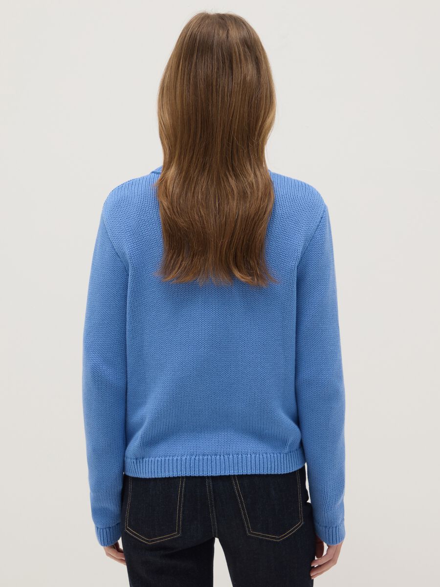 Cardigan blu in puro cotone regular fit con bottoni_2
