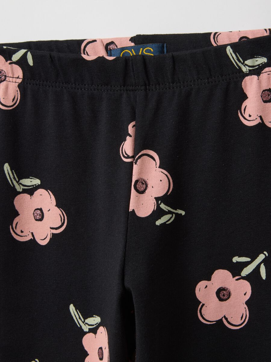 Multicolour stretch cotton skinny fit kids leggings with prints_2