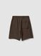 Brown pure cotton shorts with elasticated waistband_4