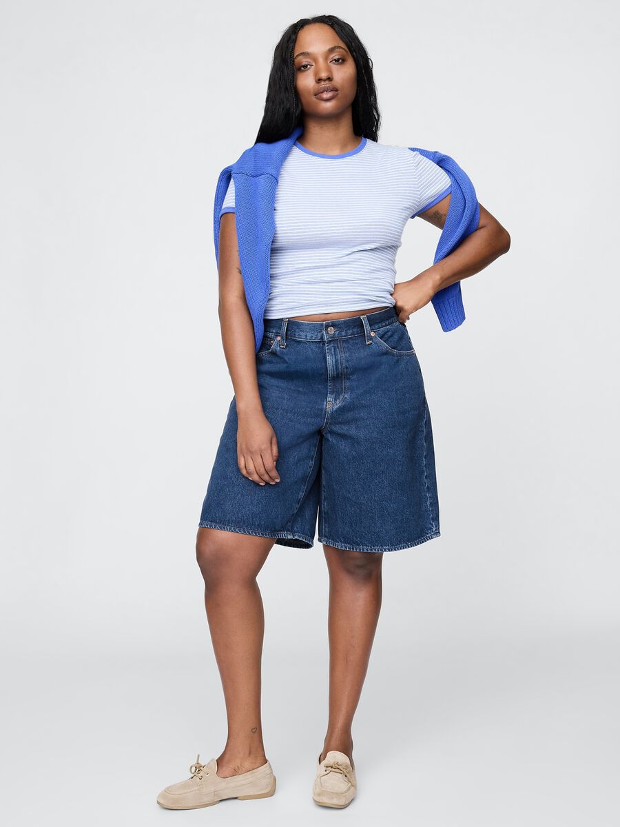 Pantaloncini in denim blu_4