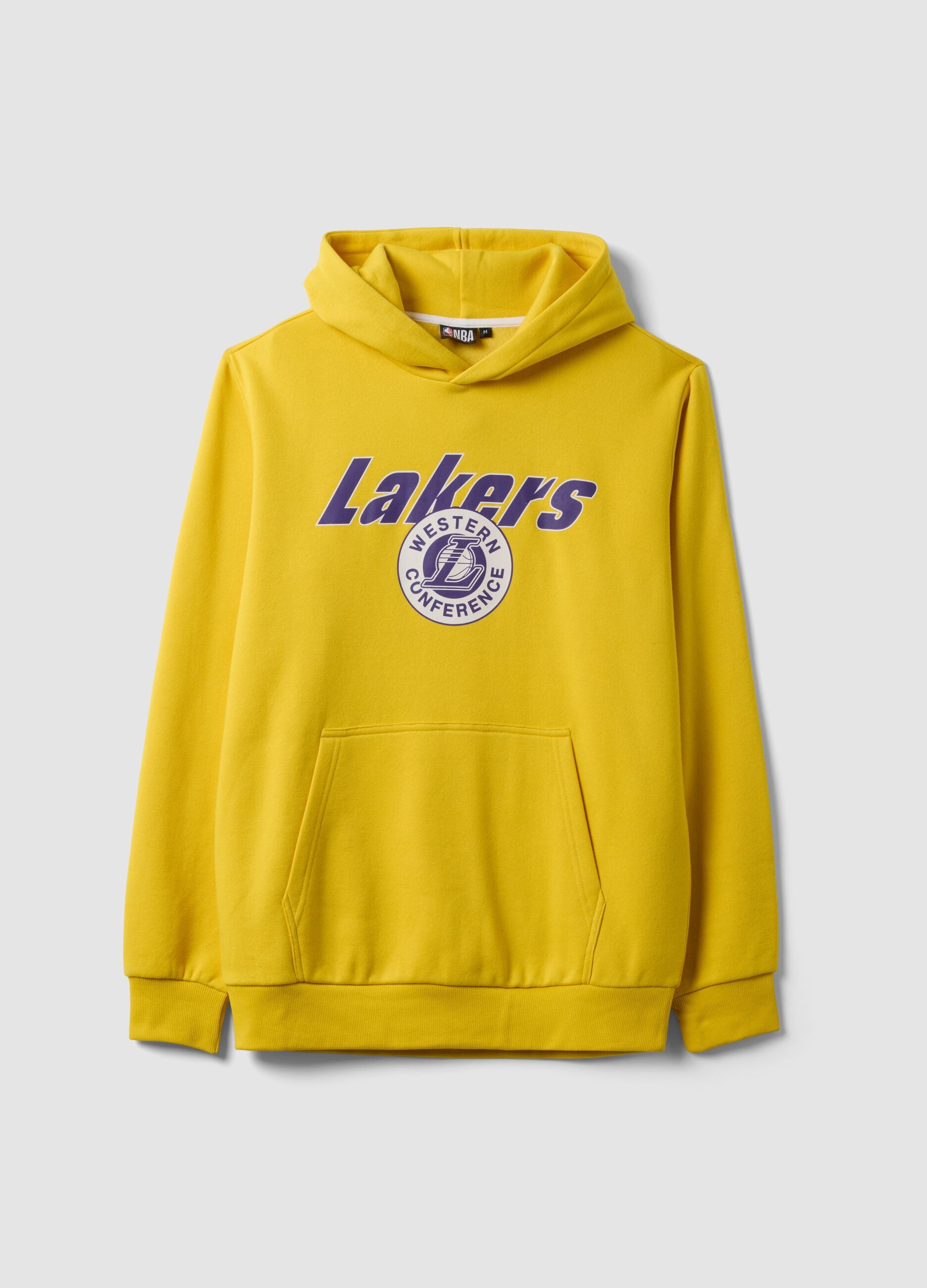 Yellow cotton-blend hoodie with Lakers print