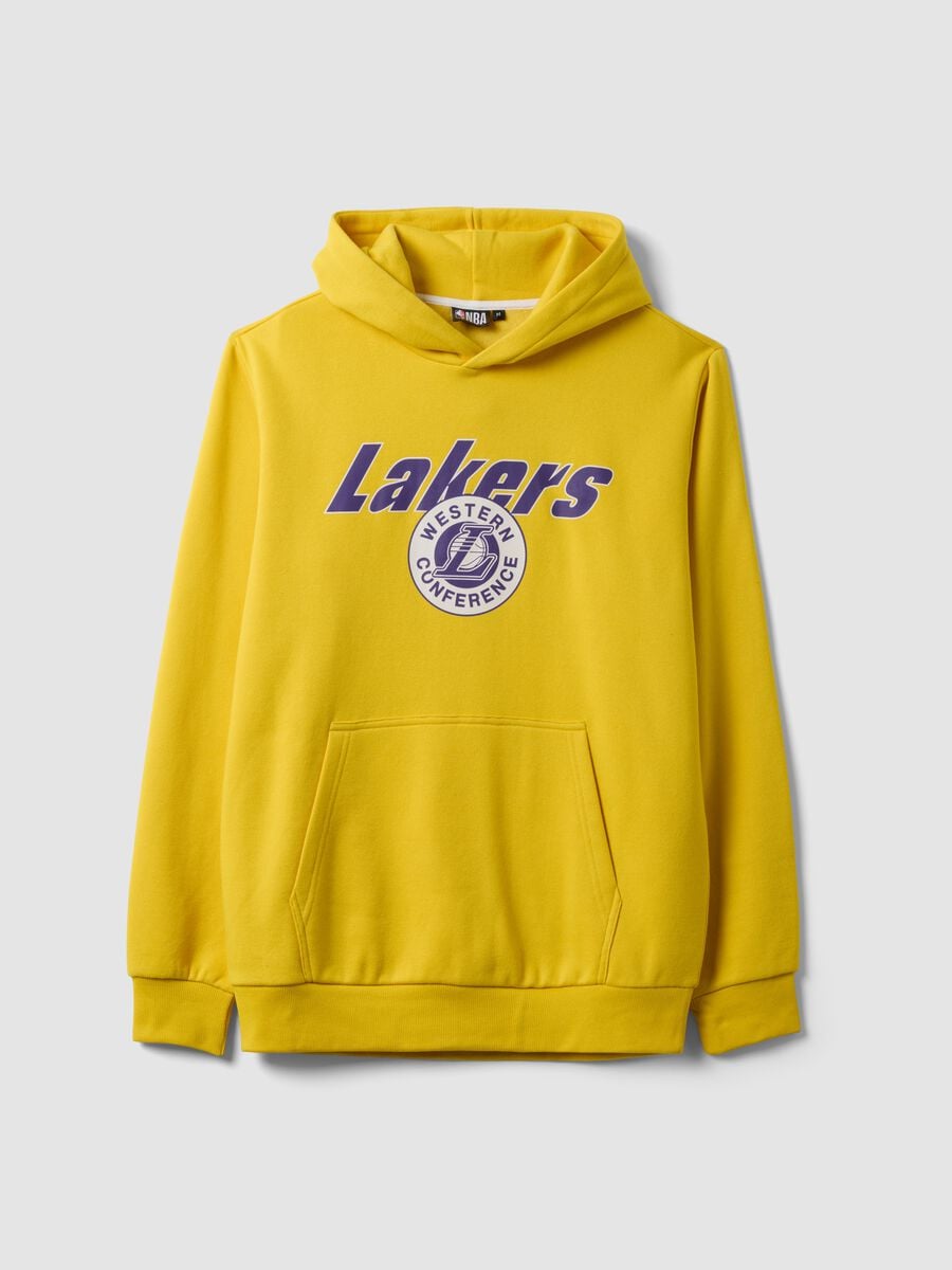 Felpa gialla con cappuccio in misto cotone con stampa Lakers_0