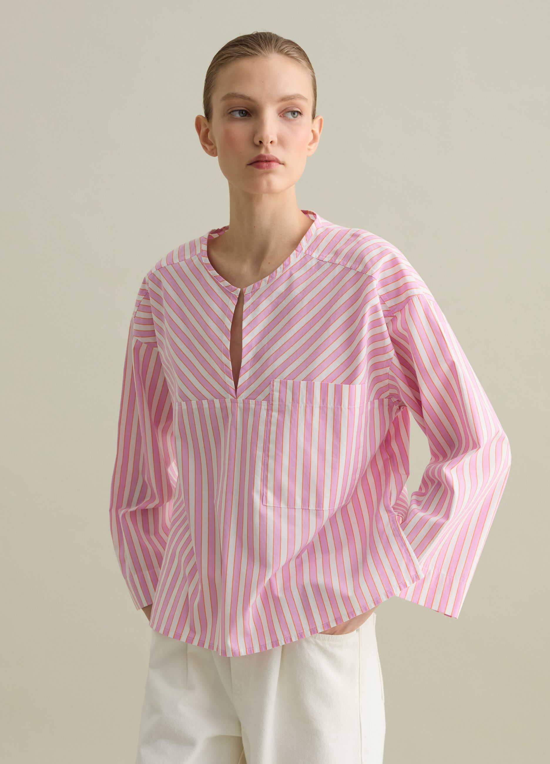 Blusa in popeline a righe