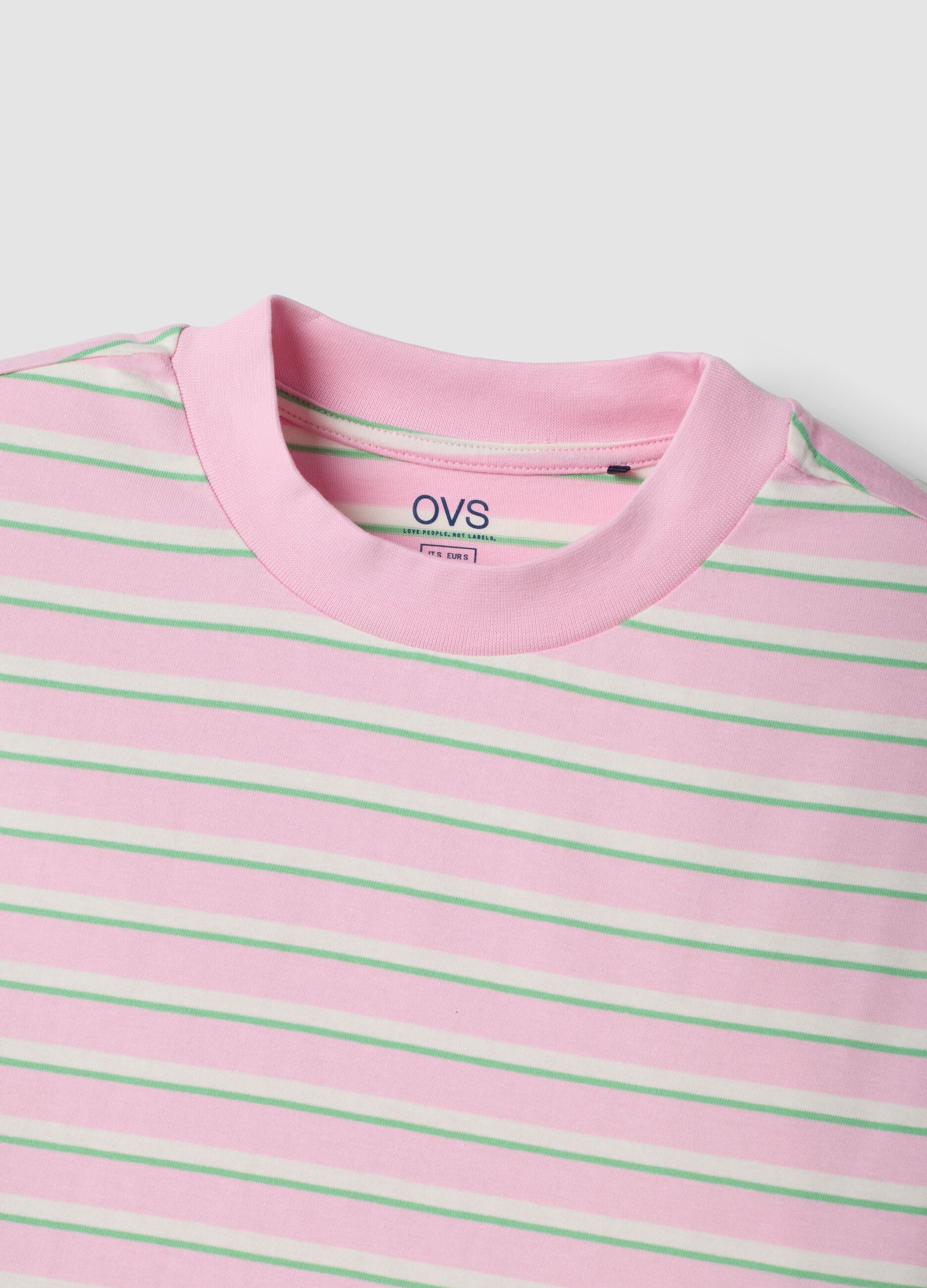 Pink striped pure cotton T-shirt