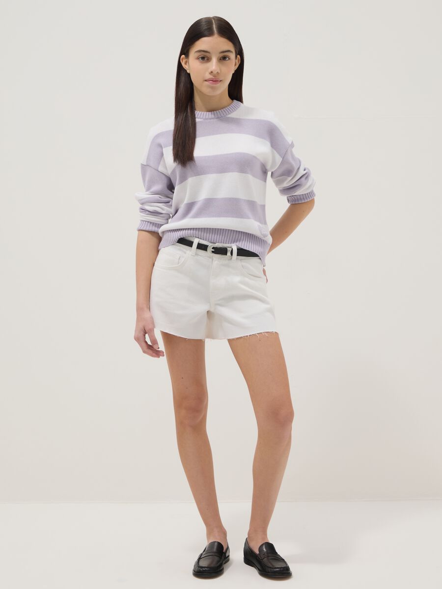 White pure cotton five-pocket shorts_0