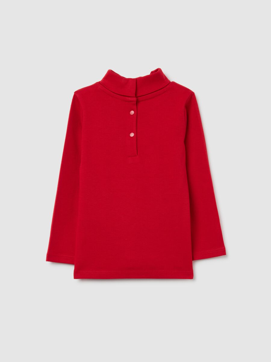 Red pure cotton high neck regular fit girl's t-shirt_1