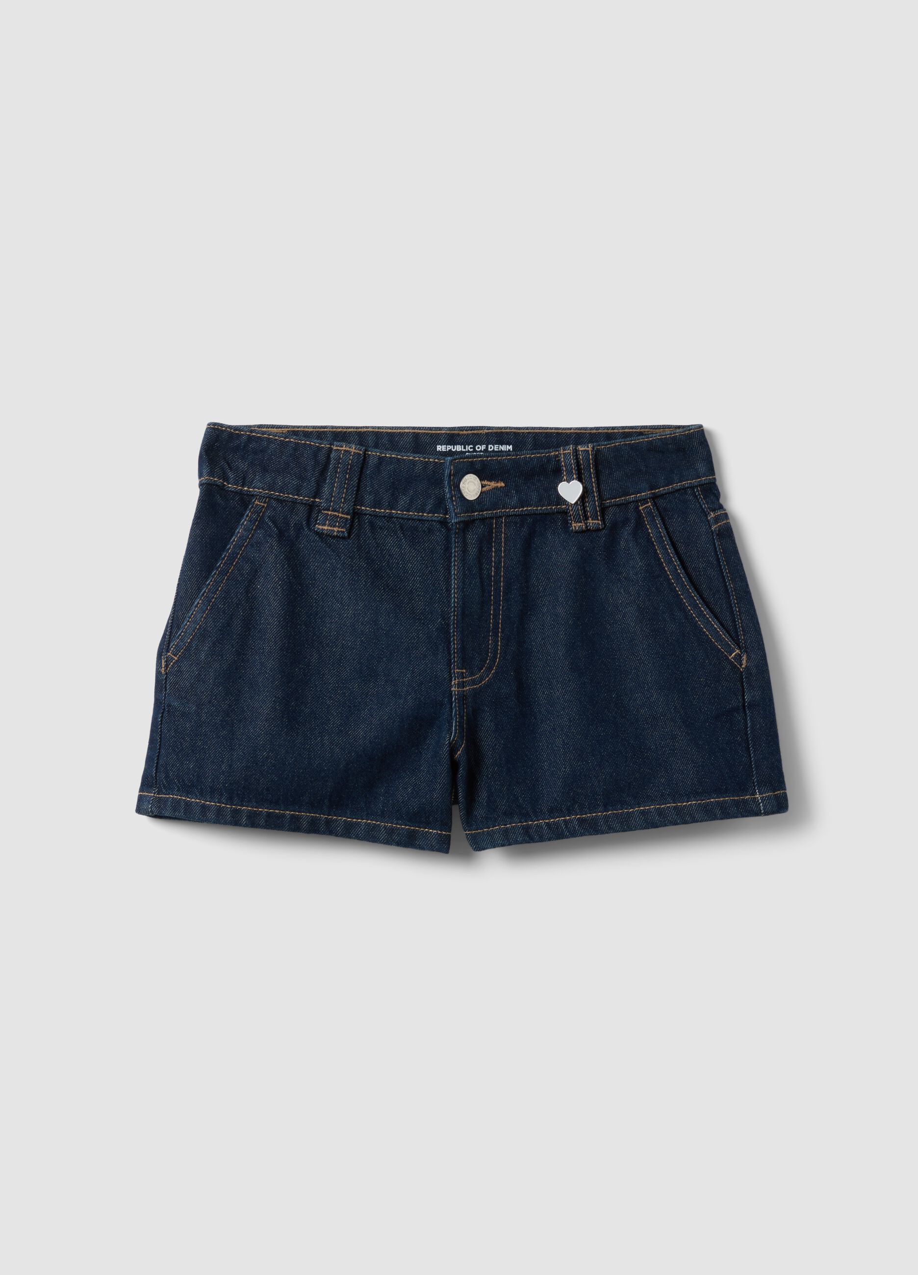 Blue denim shorts in pure cotton