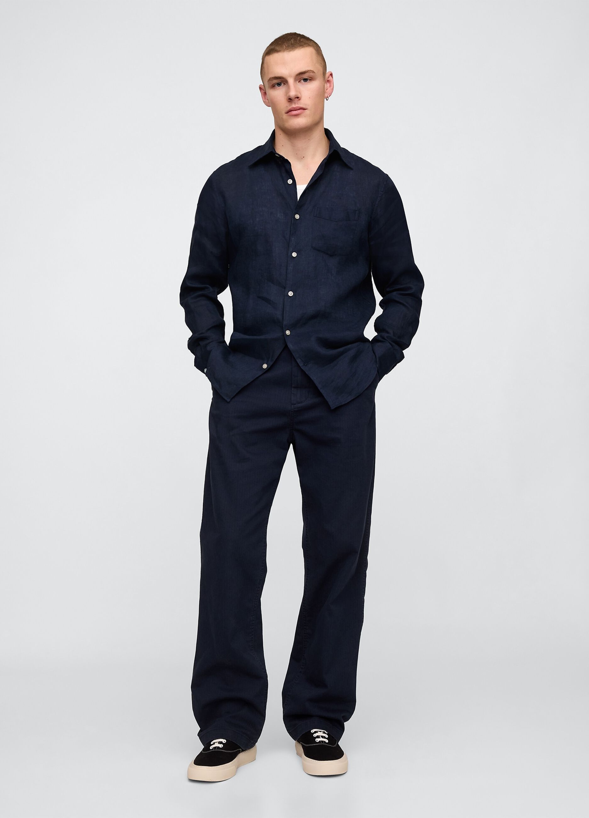 Dark Blue Linen Shirt Gap