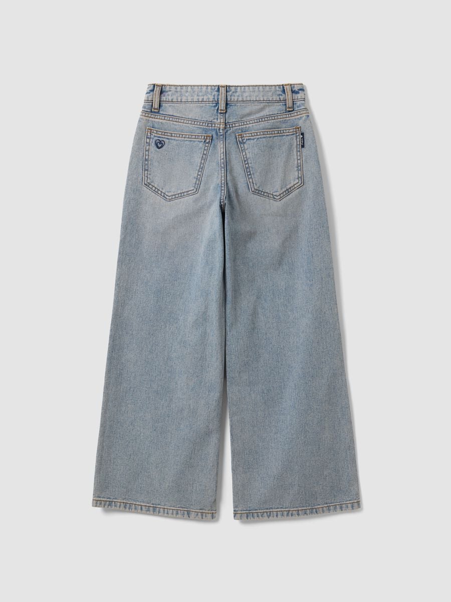 Jeans denim azzurri wide leg in puro cotone per ragazza_5