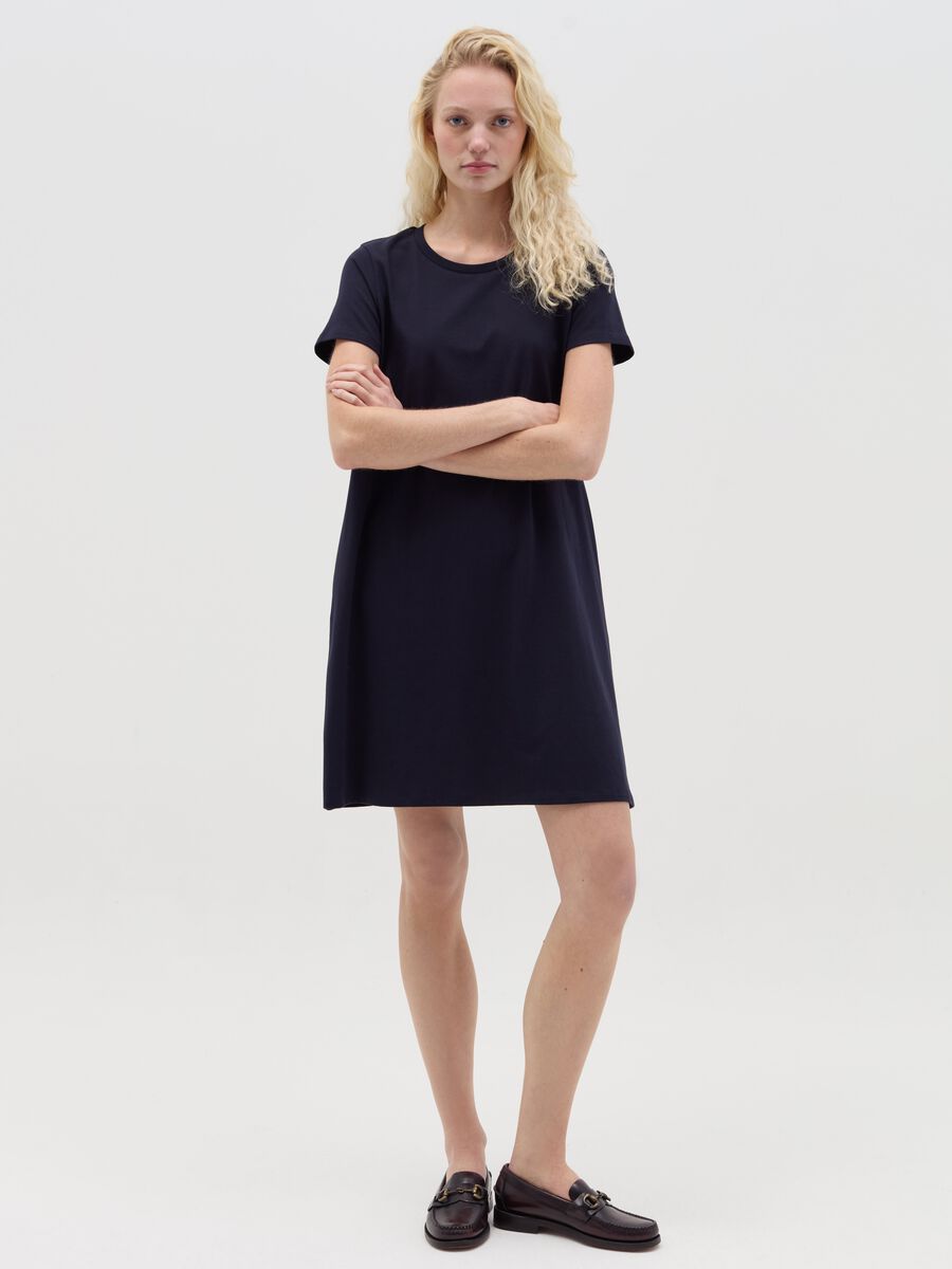 Essentials short navy blue dress in cotton_0