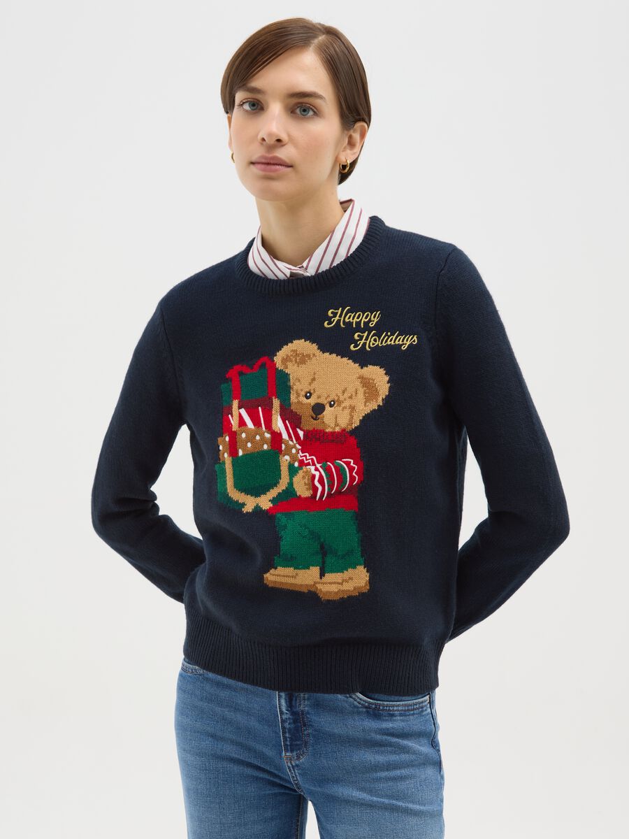 Blue Christmas Crew Neck Jumper Regular Fit_0