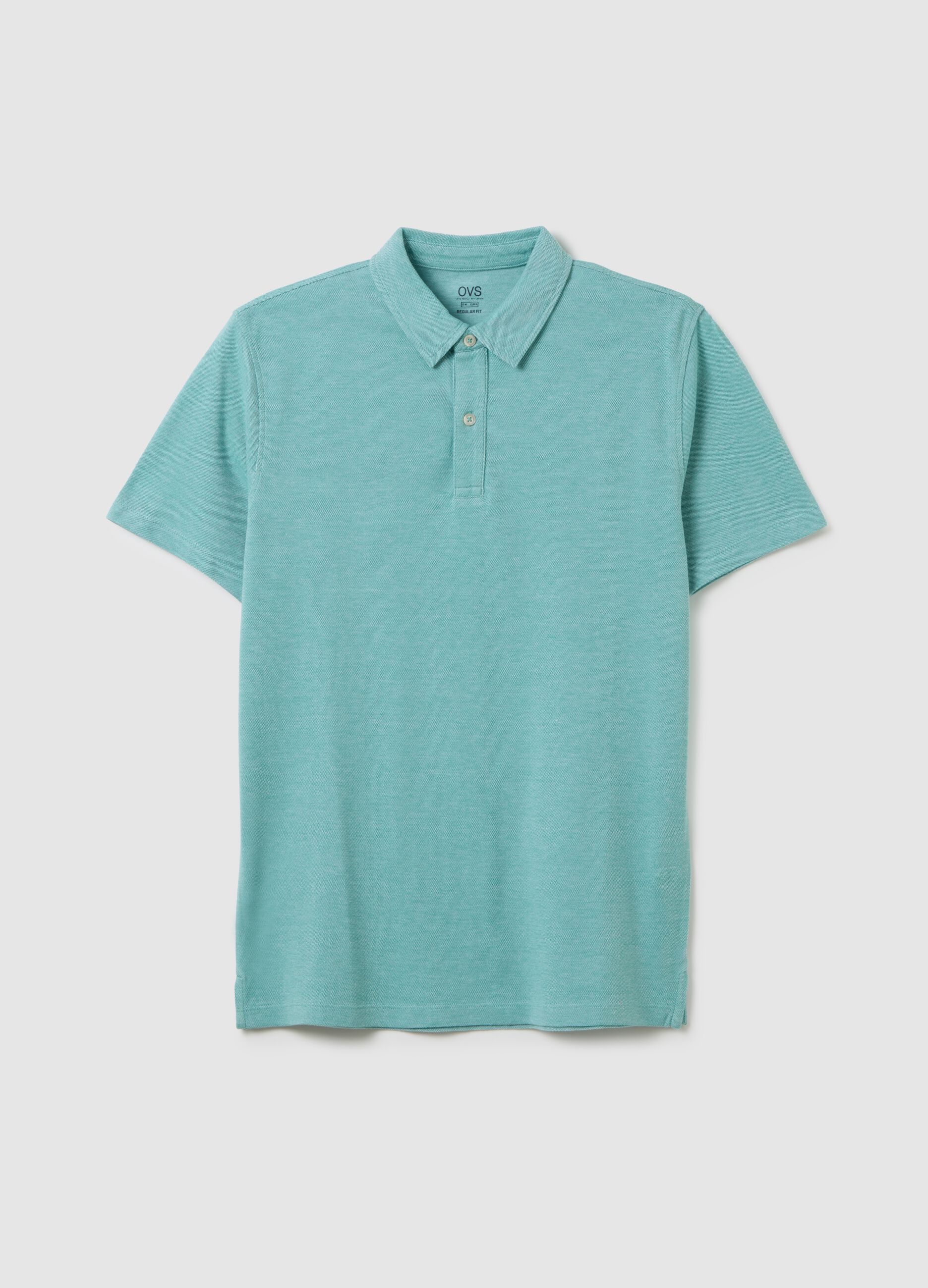 Polo da uomo in puro cotone azzurro regular fit