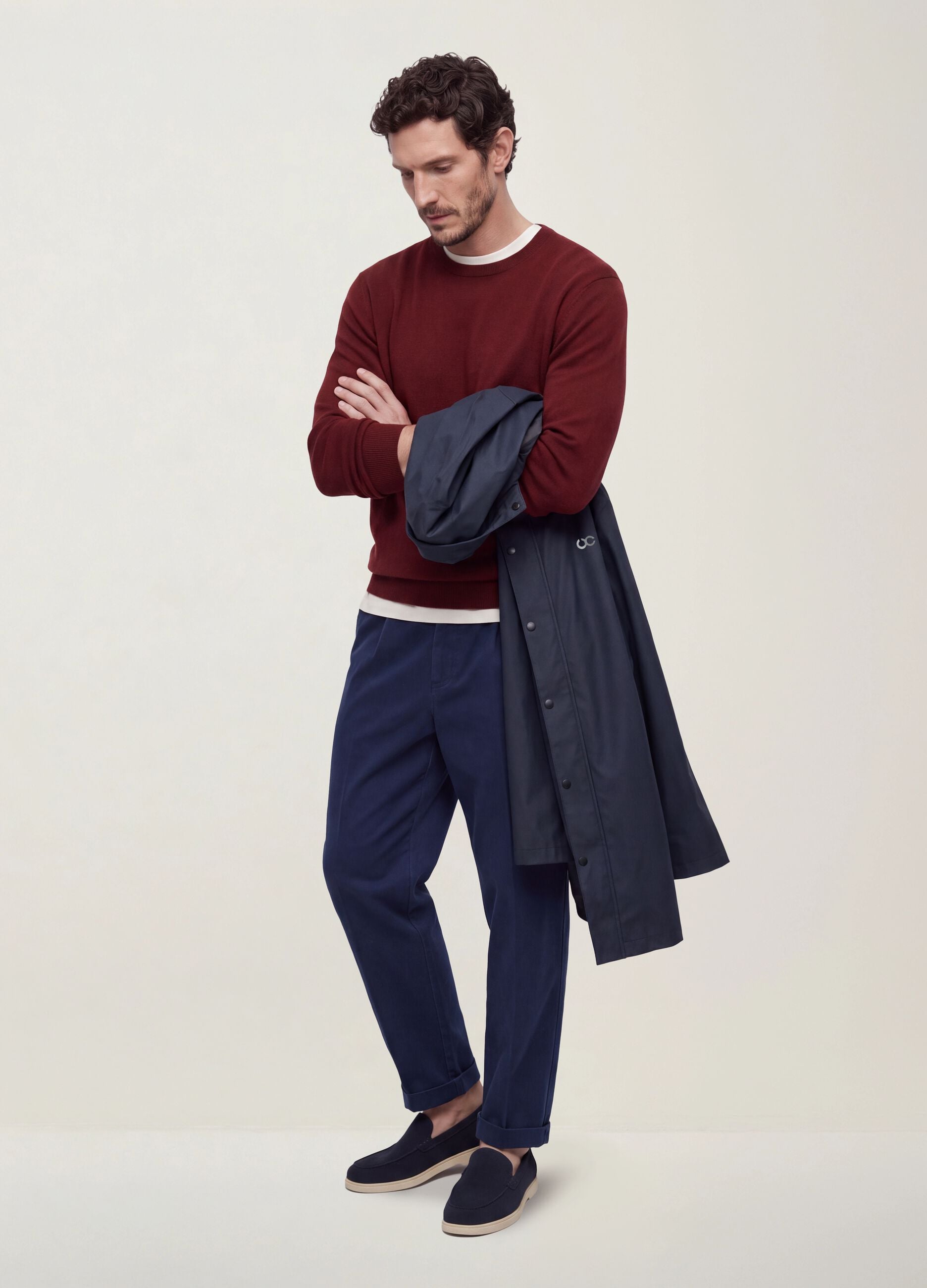 Pantaloni chino blu in puro cotone carrot fit
