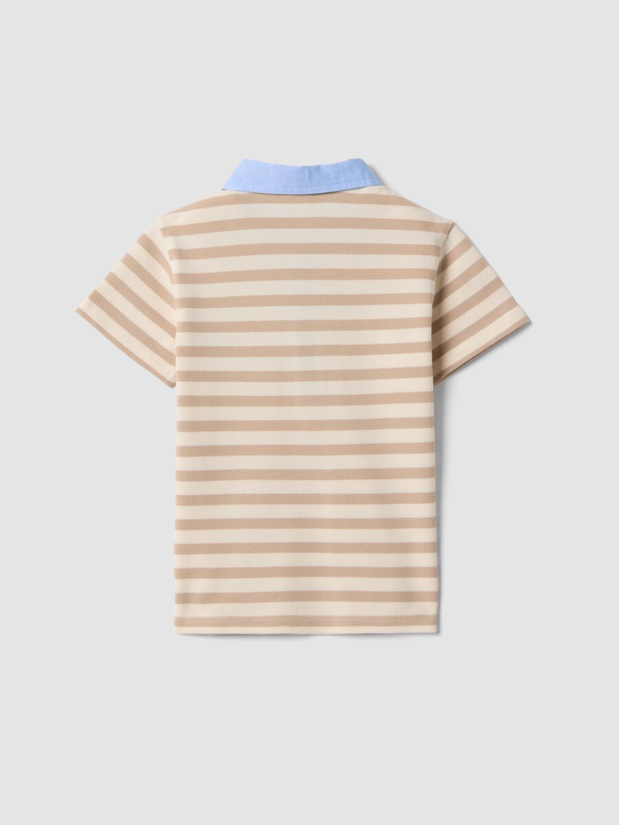 Multicolor Striped Stretch Cotton Polo with Mickey Mouse Embroidery_1